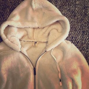 Roxy fuzzy ivory zip up